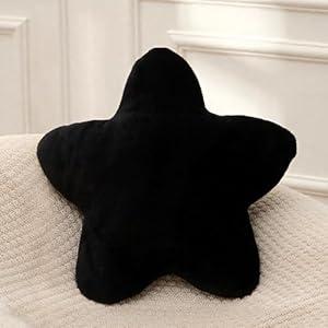 Small Star Throw Pillows for Bed, Decorative Throw Pillows for Couch Livingroom,15" White Pillows Aesthetic Cute Floor Pillow with Soft Plush for Sofa Bedroom Kids Xmas Gift (Black)