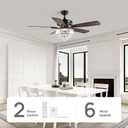 52 Inch Crystal Ceiling Fan with Lights and Remote Modern Black Chandelier Fan for Bedroom 5 Reversible Wood Blades Silent DC Motor Fandelier Ceiling Fans for Living Room Dining Room