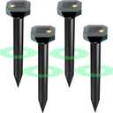 Snake & Mole & Skunk & Rabbit Repellent Solar Powered, Ultrasonic Deterrent, IP65 Waterproof, to Get Rid of Gopher, Groundhog, Rodent, Chipmunk, Raccoon, and Vole for Lawn & Garden, 4 Pack