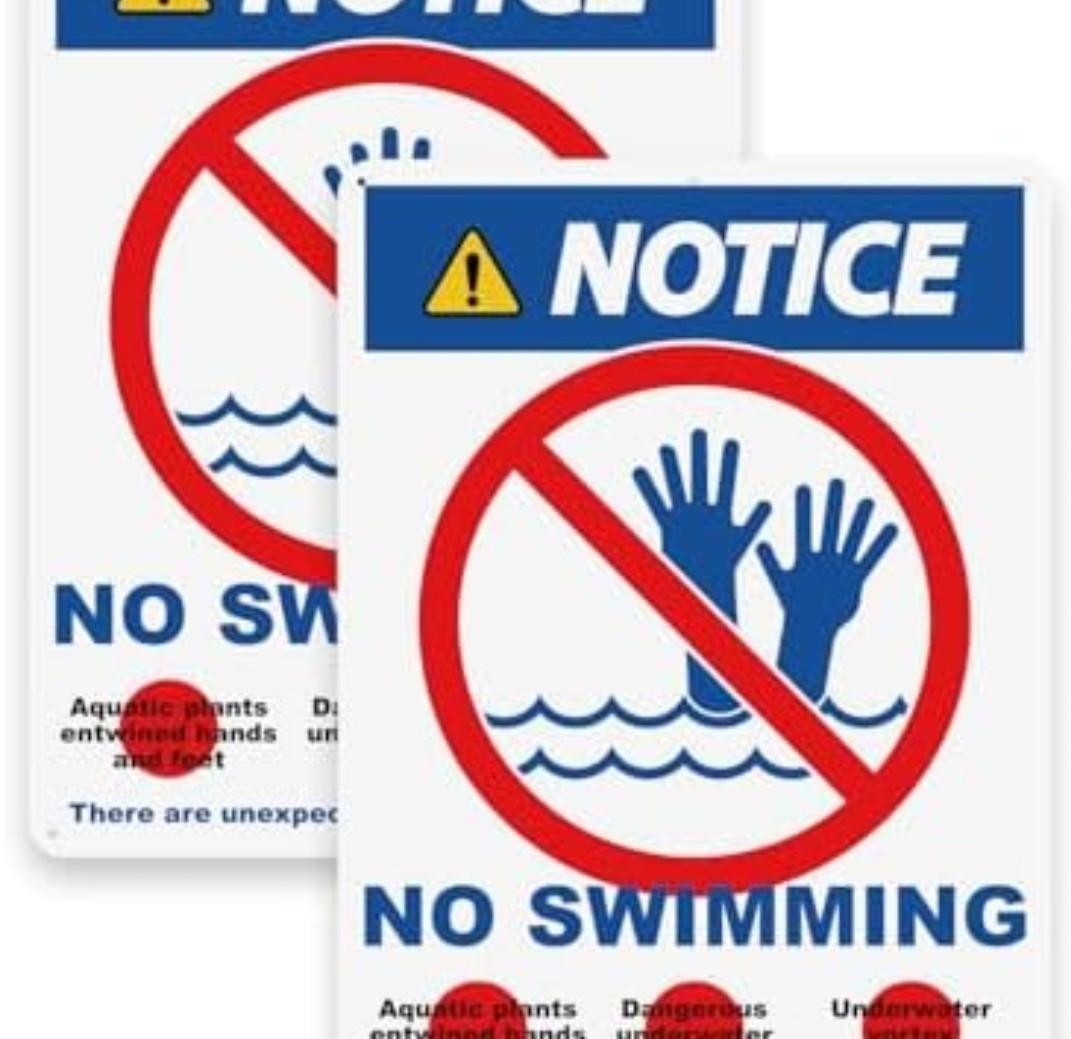 TQYC No swimming sign, NOTICE sign, 3525cm, rust-proof aluminum, two pieces