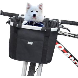 Bicycle Basket Dog Bike Handlebar Basket Front,Folding Detachable Quick Release Easy Install,Cycling Picnic Bag