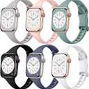 Lerobo 6 Pack Compatible for Apple Watch Band 38mm 40mm 44mm 42mm 41mm 45mm 46mm 49mm Women Men,Soft Narrow Replacement Sport Strap Thin with iWatch Apple Watch Series 10 9 Ultra 8 7 6 5 4 3 2 1 SE (Black/ Sand Pink/ Blue Gray/ Light Gray/ Pine Green/ White)