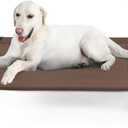 Elevated Dog Bed for Large Dogs, Raised Dog Cot Fits Up to 120 LBs, Heavy Duty Pet Cots with Durable Supportive Teslin Recyclable Washable Mesh, Indoor & Outdoor Pet Bed, Brown