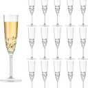 16 Pack Plastic Champagne Flutes, Shatterproof Reusable Fancy Crystal Clear Champagne Glasses, 5 oz Acrylic Unbreakable Elegant Party Drinking Cocktail Wine Glasses Wedding Birthday Bar Goblets