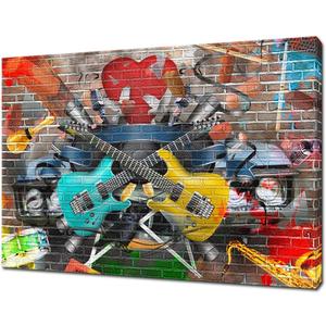 Artsbay Guitar Wall Art Music Painting Picture Colorful Instrument Canvas Artwork Decor for Living Room Bedroom 24 x 36inches