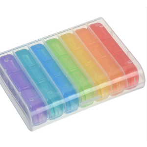 Ezy Dose Weekly (7-Day) Pill Organizer, Vitamin and Medicine Box, Large Pop-Out Compartments, 3 Times a Day, Rainbow Colors