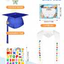 AOTHSO 8Pcs Preschool Graduation Gown Cap Set DIY 2026 with Tassel Stole Certificate Medal Kindergarten Set for Toddler Kids, Blue XS