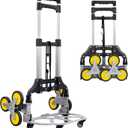 Stair Climber Hand Truck Dolly with Tri-Wheel Design, 154 lb Capacity, Foldable Steel Frame, Adjustable Handle, Rubber Wheels, Pre-Assembled for Stair and Flat Use