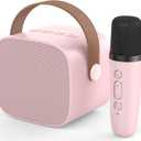 MEGUO Mini Karaoke Machine,Funny Toys Christmas Birthday Gifts for Kids Age 4-12 Girls,Boys,Adults, Karaoke Microphone Toys for 4,5,6,7,8,9,10,11,12+ Year Old Girls Boys (Pink 1 Mic)