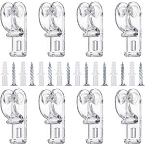 8 Pcs Curtain P Clip Blind Cord Holder, Roller Shade Clear Safety Chain Retainer and Cord Guide Curtain Fixation Hook P Clip Bead Chain Tension Device with Screws for Roller Vertical and Roman Shades
