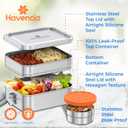 Stackable Stainless Steel Bento Box with Snack Container, 47oz/1400ml - Stainless Steel Lunch Box, Metal Bento Box for Kids & Adults, Eco-Friendly with Compartments for School, Work & Travel