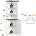 HOOBRO Corner Cabinet with LED Lights, 67" Tall Farmhouse Corner Storage Cabinet with Doors and Storage Shelves, 5-Tier Corner Bathroom Cabinet, for Living Room, Kitchen, White and Walnut WH74DCJ01, 15.3"L x 15.3"W x 67.3"H