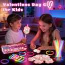 36 Pack Neon Valentine's Day Gift Cards with Glow Sticks, Glow in The Dark Party Favors, Glow Stick Bracelets & Necklaces for Kids, Classroom Exchange, School Prizes & Valentine's Party Supplies