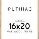 puthiac 16x20 Solid Oak Wood Picture Frame, Fits 12x16 with Mat or 16x20 Without Mat, Wall Display Only, Vertical or Horizontal, Plexi Front, 1 Pack, Natural Oak