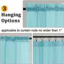 Gwine Short Kitchen Sheer Curtains 36 Inch Length - Light Filtering Voile Small Half Window Curtain for Basement, Rod Pocket Cafe Curtains for Bathroom Cabinet, 42Wx36L Inch, 2 Panels, Aqua