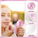 30 Sets Breast Cancer Awareness Valentines Gifts Pink Compact Mirror Bulk Inspirational Cards Breast Cancer Awareness Decorations for Survivor Women Charity Event Campaign Party (Pink)