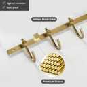 WINCASE Antique Brass Towel Hook, Brushed Brass Wall Hook Rail, 5 Hooks Antique Coat Hook Rail Hanger Bathroom Robe Hooks Rack Wall Mounted