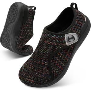 Womens Walking Shoes Comfortable Wide Diabetic Shoes Adjustable Zero Drop Edema Shoe Breathable Neuropathy Nursing Shoes Casual Wide Width Sneakers (7.5 Wide, Mixblack)