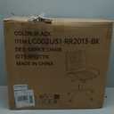 Ergonomic Armless Office Desk Chair - Mid-Century Modern Black Faux Leather with Diamond Stitch, Adjustable Height Swivel Rolling Task Computer Chair with Walnut Accent for Home Office, Study & Work