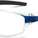 Wraparound full lens Safety Glasses with Readers Sport Magnifying Safety Reading Goggles for Men Women (Blue)