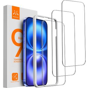 Mkeke 3 Pack Screen Protector for iPhone 16/ iPhone 15 6.1", [9H+ Tempered Glass] [Easy Installation Frame][Military-Grade Drop Protection] HD Clear, Anti-Scratch, Bubble Free