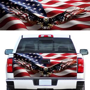 Turck Tailgate Wraps Decals - 66x23.6 in Tailgate Decals for Trucks, American Egale Flag Tailgate Graphics for Trucks Pickup Personalized Decoration, American Flag Tailgate Decal (Tailgate Decal-eagle)
