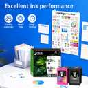 62XL High Yield Ink Cartridges Combo Pack (1 Black/1 Tri-Color 2-Pack) Compatible for HP 62XL 62 Replacement for HP Envy 5540 5640 5660 7644 OfficeJet 5740 5741 8040 200 250 Series Printers