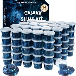 24 Pack Galaxy Slime-Multi Colored Sensory Putty,Party Favors for Kids, Non Sticky,Safe for Girls and Boys Classroom Reward,Stress Relief Toy, Party Supplies