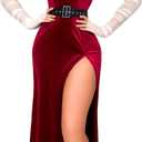 Kaei&Shi Mrs Claus Santa Velvet Costume(With Belt&Gloves), Xmas High Leg Dress (2-4, Burgundy)
