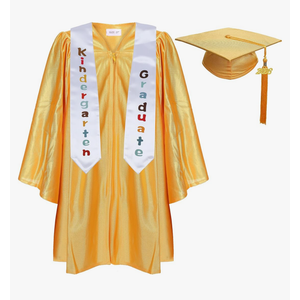 Newrara Kindergarten Graduation Cap and Gown Stole Package for Kids Color: Gold Size:30"