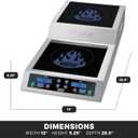 Waring Commercial Induction Cooktop, Step-Up-Range, 2 Independent 11" x 11" Ceramic Glass Cooking Surface, 12 Power Settings, Up to 500°F, for Professional Kitchens & Restaurants, 120V, WIH800, One Size