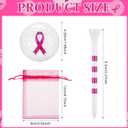 Seematn 36 Pcs Breast Cancer Awareness Gifts Set Include 12 Bamboo Golf Tees Supporting 12 Pink Ribbon Golf Ball with 12 Organza Bags for Breast Cancer Charity Event Survivor Campaign Party Supplies