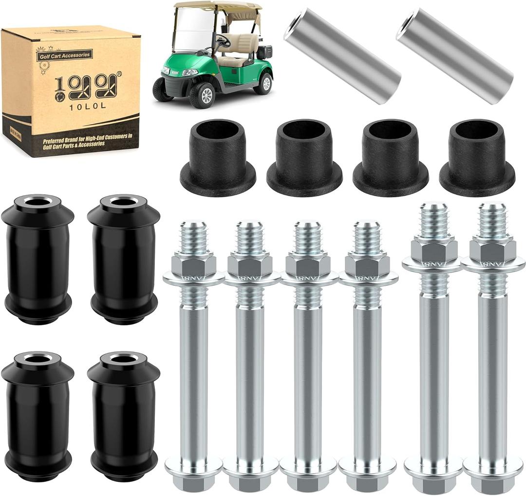10L0L Golf Cart A Arm Bushing Sleeve Kit for EZGO RXV Gas & Electric 2008-up, Replace OEM 608086 601340 602085 601754 602415 600525