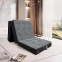 Memory Foam Tri Folding Mattress Single Size - Tri-fold Mattres, Handle & Non-Slip Bottom, Portable Foldable Sofa Bed Floor Chair for Travel RV Camping Guest Yoga - 4 Inch, 75"x25"x4"