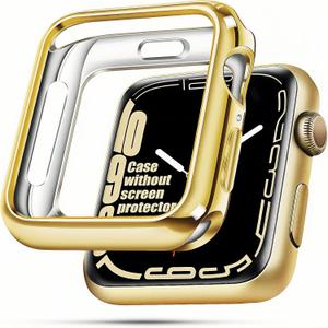top4cus 44mm Case Soft Flexible Lightweight Anti-Scratch Overall Protective 44mm Iwatch Waterproof Cover Case Shiny Workout Shockproof Bumper Compatible with Apple Watch Series 6/SE/5/4 - Gold