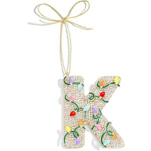 Mrchtmas 2025 Christmas Initial Ornaments,Letter K Ornaments for Xmas Tree,Hanging Christmas Ornament Gift for Mother Friends Sister Wife Grandma Women Men (Light)