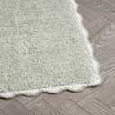 Laura Ashley Heathered Crochet Border 100% Cotton 17"x24" / 20"x32" 2-Piece Skid-Resistant Bath Rug Set, Sage Green