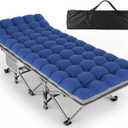 ZENPETIO 28In Folding Camping Cot for Adult, Portable Sleeping Cot with Mattress, Outdoor Heavy Duty Cot Bed for Camp with Carry Bag for Home, Office, Camp, Travel, Vacation(Max Loading 500lbs)