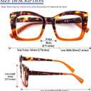 REAVEE Oversized Square Reading Glasses for Women, Blue Light Blocking Large Frame Computer Readers Spring Hinge