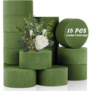 TAOPE 15 PCS Floral Foam, Green Block for Artificial Flowers, Round Wet & Dry Foam Bricks, Florist Foam for Flower Arrangements