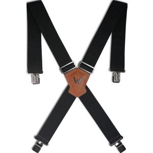 WELKINLAND 2Inch Wide Clip-On Work Suspenders, Heavy-Duty Work Suspenders Men, Big Tall Suspender For Seniors, Black Men Suspender For Jeans (Black), One Size