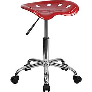 Flash Furniture Taylor Vibrant Wine Red Tractor Seat and Chrome Stool
