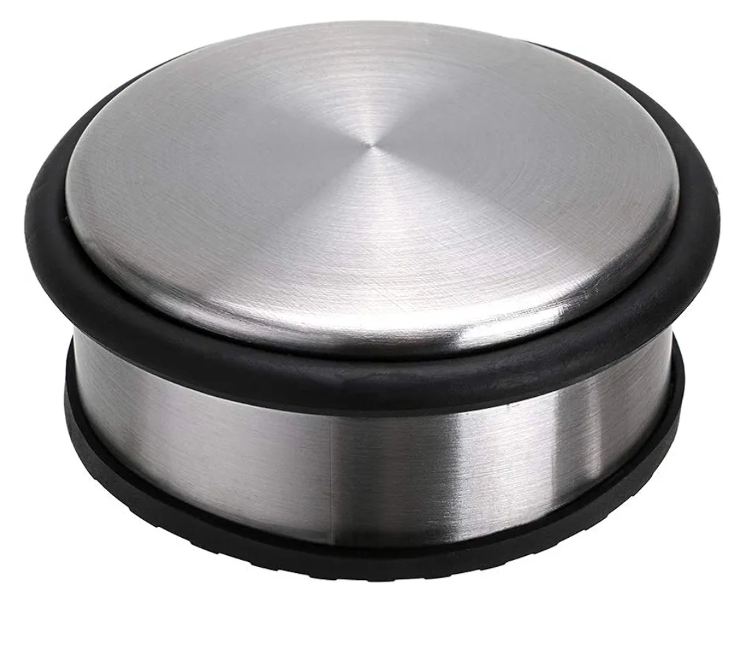 Sumnacon Heavy Duty Floor Door Stopper No Drill, Durability Stainless Steel Door Stops with Anti-Skid Rubber - Contemporary Decorative Safety Door Wedge for Home Office Commercial Industrial, Silver, type 1