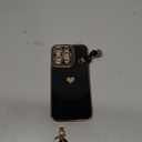 Caseative for iPhone 14 Pro Max Case,Cute Plating Love Heart Wrist Strap Chain Bracelet Phone Case (Black)