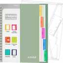 5 Subject Notebook - Spiral Notebook, College Ruled Notebook With Dividers Pocket, Tabs, 11" Ruler, 300 Pages, for Writing Journal, Home & Office, School Supplies, 8.5x11''Forest Green 150Sheets