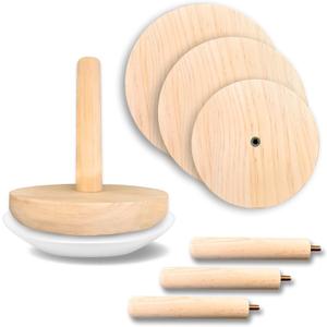 3-Pack Round Pottery Molds Wood Pottery Tools with Handle Top Forms for DIY Bowls Plate Dish Slump Press Art Making Pottery Tools for Handbuilding(4.5" 5.5" 6.5")