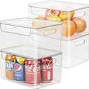 Clear Plastic Storage Bin with Lid, Stackable Storage Boxes Organizing Bin for Pantry, Kitchen, Cabinets, Wardrobe, Closet, Dresser, Bathroom Storage and Organization (4pc-106.75.3")