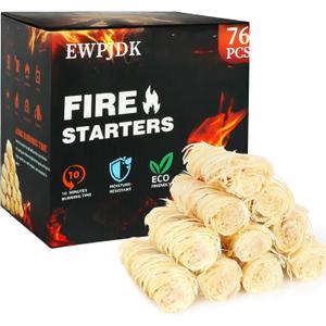 76pcs Fire Starter Natural Fire Starters for Campfires, Charcoal Starter, Firestarter, Fire Starters for Fireplace, BBQ, Chimney, Pizza Oven, Grill (76-PCS)