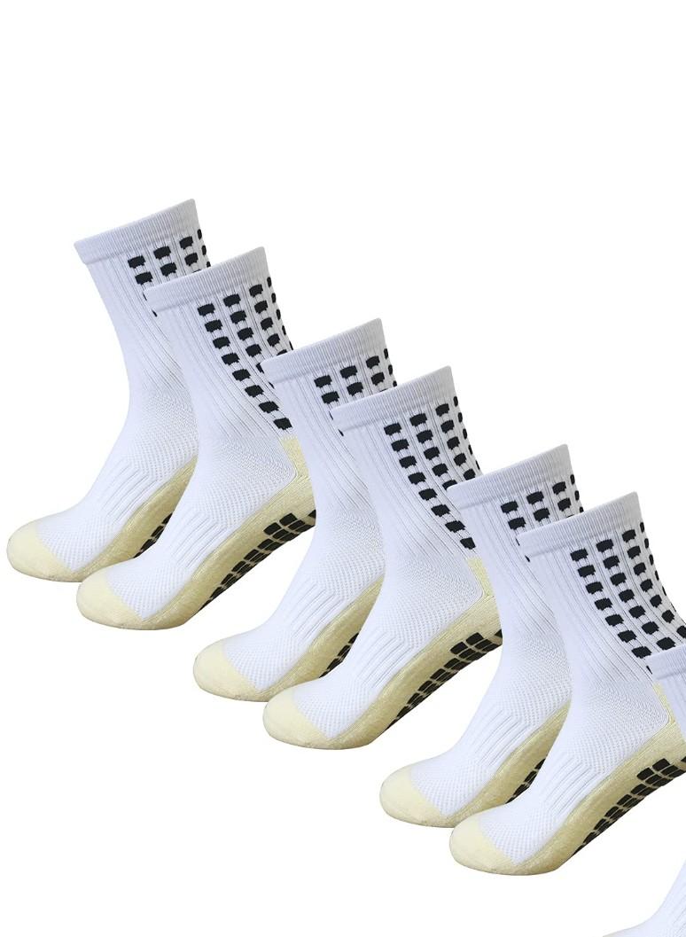 Yufree Pair of 3 Mens Grip Soccer Socks Non Slip Grippy Women Socks for Football Basketball Sports