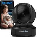 wansview Security Camera, IP Camera, WiFi Home Indoor Camera for Baby/Pet/Nanny, 2 Way Audio Night Vision, Compatible with Alexa, with TF Card Slot and Cloud, Q5 (Black, 5MP)